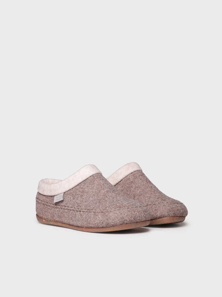 Slippers ouvertes au talon en feutre avec compensé pour femme | ALBONS
