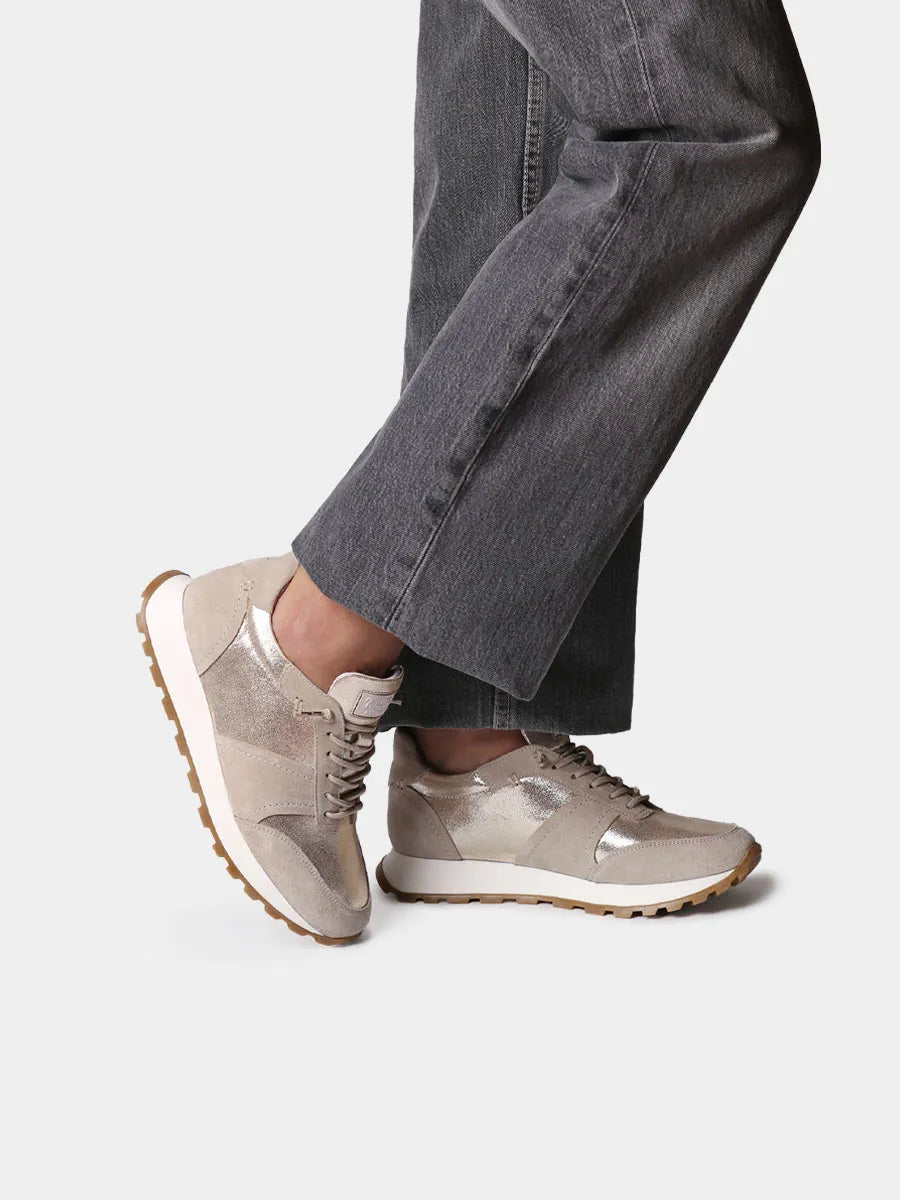 Zapatos con cordones mujer - Zapatillas deportivas de piel metalizada y serraje para mujer | ALICIA - Toni Pons