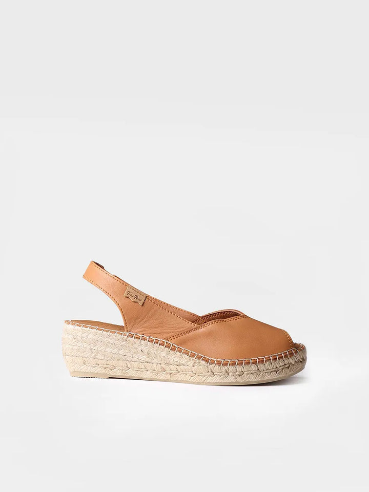 alpargatas mujer - Alpargata peep toe de mujer con cuña en piel | BERNIA-P - Toni Pons