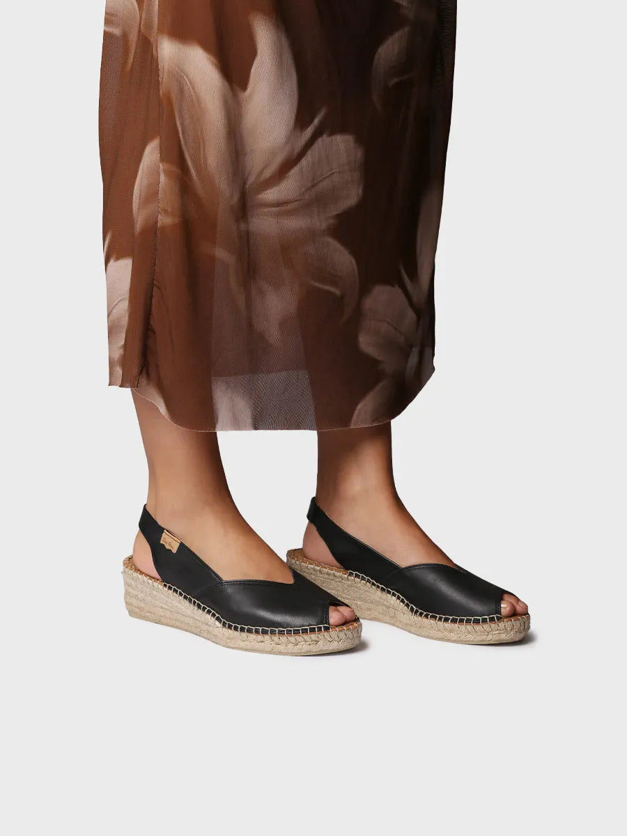 Alpargatas mujer - Alpargata peep toe de mujer con cuña en piel | BERNIA-P - Toni Pons