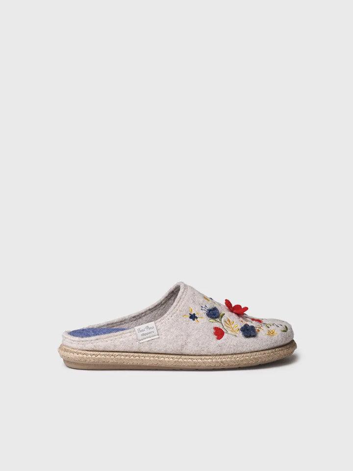 zapatillas de casa mujer - Slippers para mujer en fieltro con flores | DELI-EF - Toni Pons