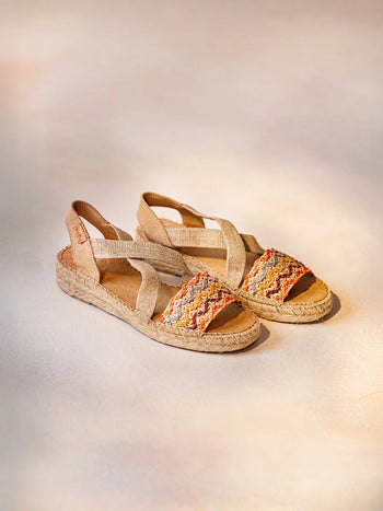 alpargatas mujer - Alpargata mujer con cuña de yute y bandas multicolor | EIDER-RS - Toni Pons