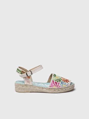 alpargatas mujer - Sandalia plana de mujer con bordado multicolor | GARBET - Toni Pons