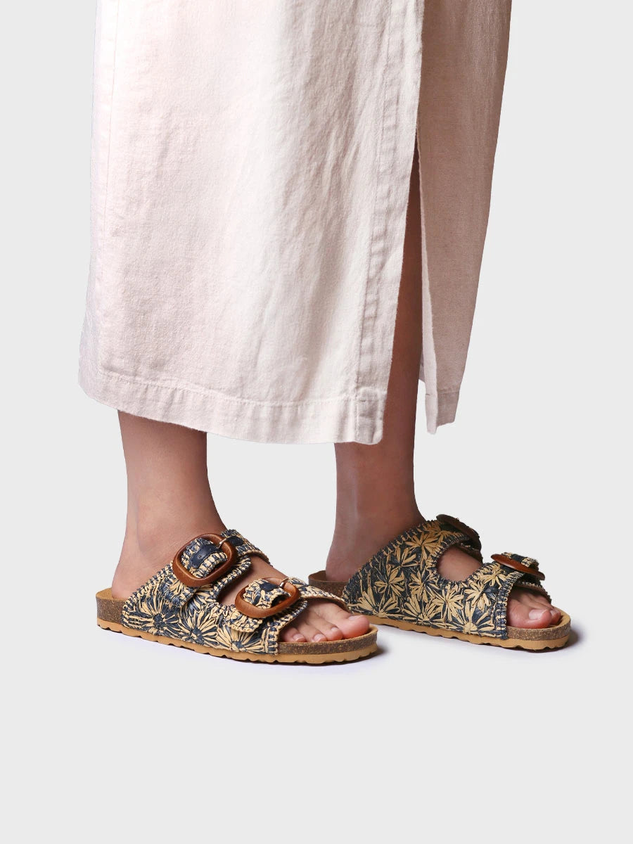 - Sandalia de mujer en rafia con diseño floral | GUAM-RF - Toni Pons