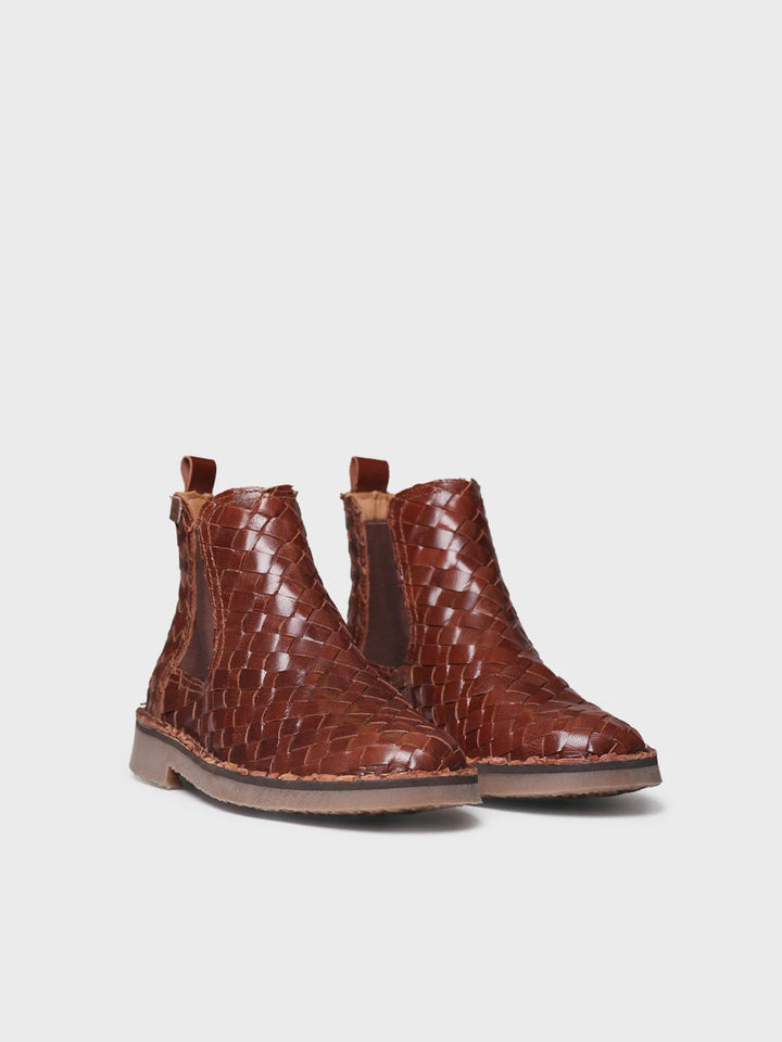 Botines mujer - Botín Chelsea en piel trenzada para mujer | ISA-BL - Toni Pons