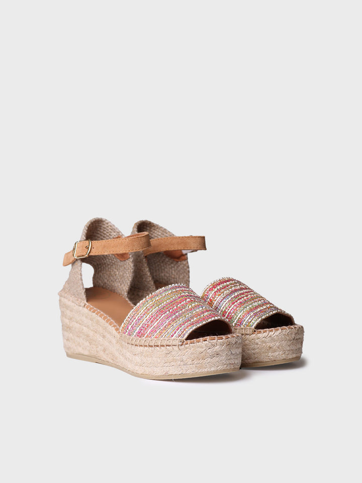 Alpargata mujer - Alpargata abierta de mujer en tejido multicolor - Toni Pons