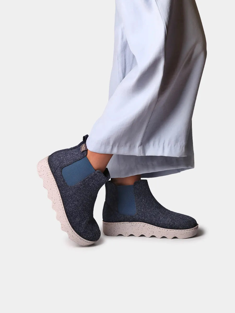 Zapatillas de casa mujer - Zapatilla abotinada de fieltro reciclado para mujer | JARA-FR - Toni Pons