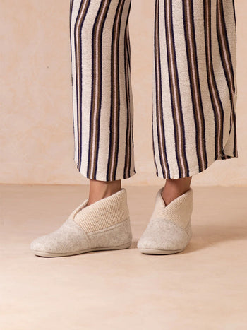 Chausson haut en feutre et maille pour femme | MARIE-CE