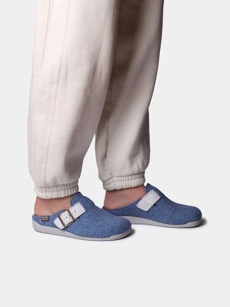 Zapatillas de casa mujer - Slipper de mujer tipo zueco con hebilla en fieltro reciclado | MIMA-FR - Toni Pons