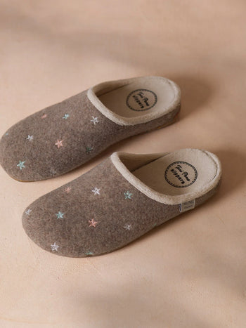 Slipper ouverte avec broderies phosphorescentes pour femme | MONA-FT