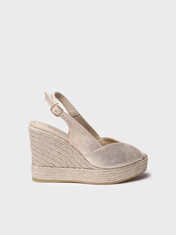 alpargatas mujer - Alpargata peep toe alta de mujer en piel con cuña | OPRAH - Toni Pons