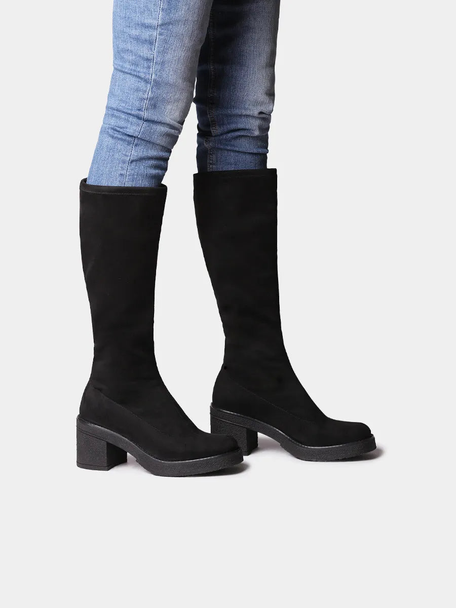 Botas mujer - Bota alta de mujer en tejido elástico tipo ante | PADOVA - Toni Pons