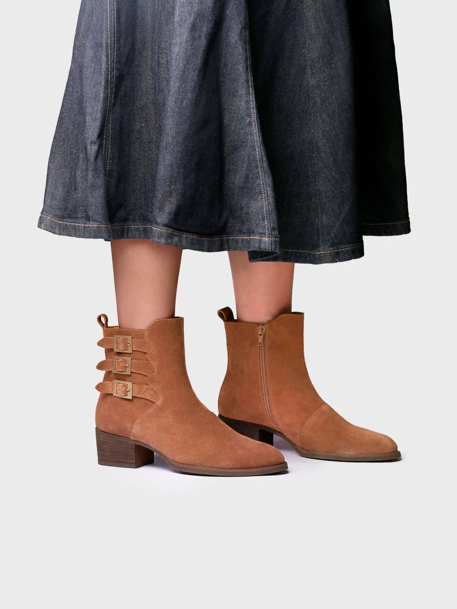 Botines mujer - Botín en serraje con hebillas para mujer | PALENCIA-SY - Toni Pons