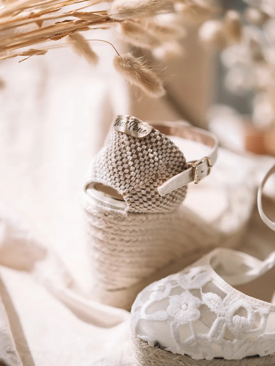 alpargatas mujer - Alpargata blanca con cuña para novia | PAOLA - Toni Pons