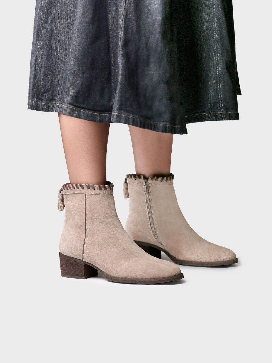 Botines mujer - Botín en serraje con trenzado y borlas para mujer | PATERNA-SY - Toni Pons
