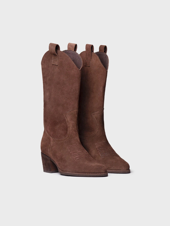 Botines mujer - Bota cowboy alta en serraje para mujer | VITORIA - Toni Pons