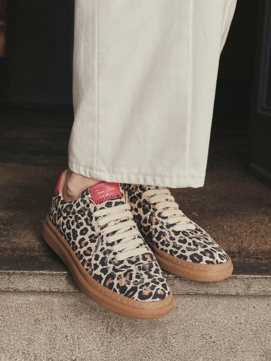 Women's leather sneaker in animal print | AUREA