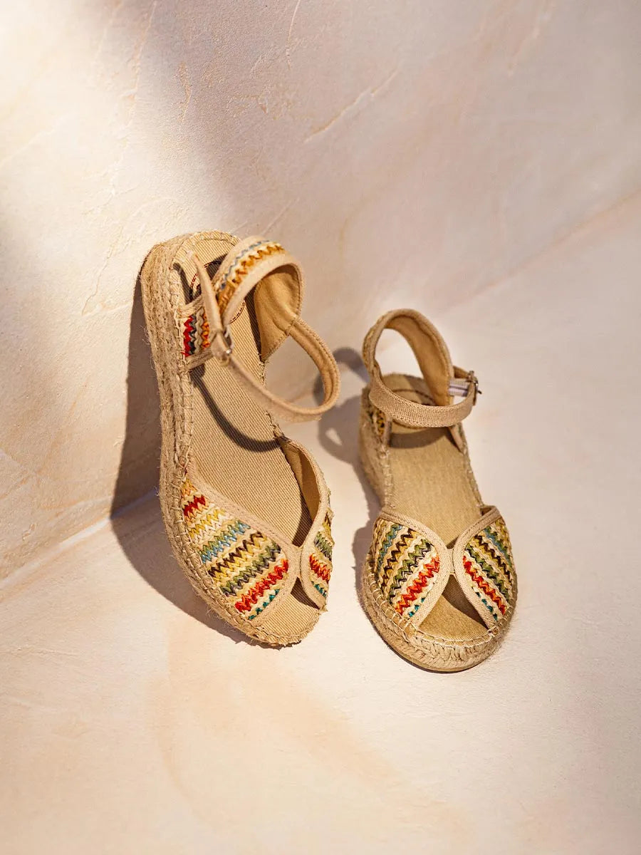 alpargatas mujer - Alpargata de mujer con cuña media en rafia multicolor | BELLA-MA  - Toni Pons  