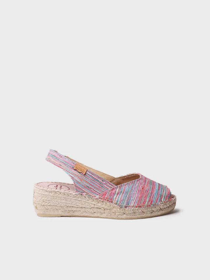 alpargatas mujer - Alpargata peep toe de mujer con cuña y tejido rayado | BERI-RG  - Toni Pons  