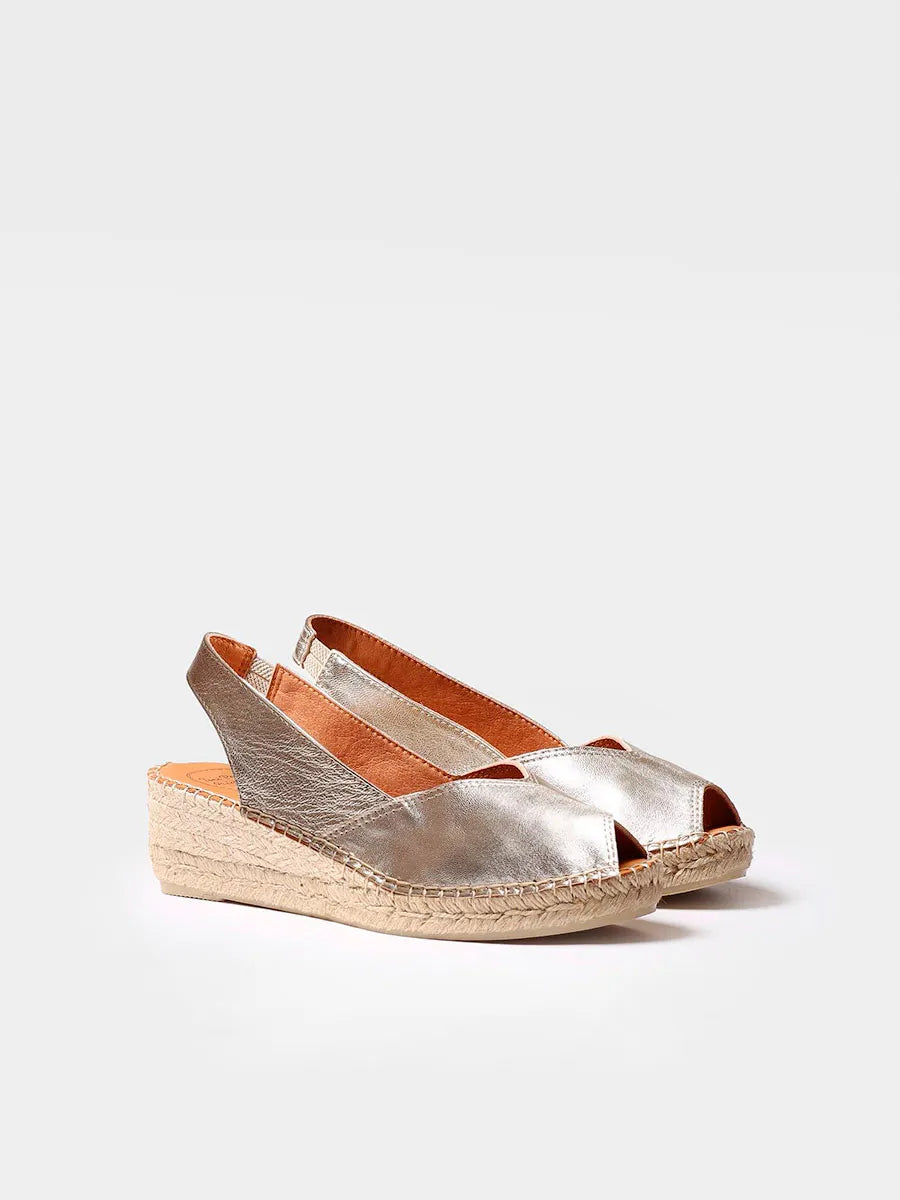 alpargatas mujer - Alpargata peep toe de mujer con cuña en piel | BERNIA-P  - Toni Pons  