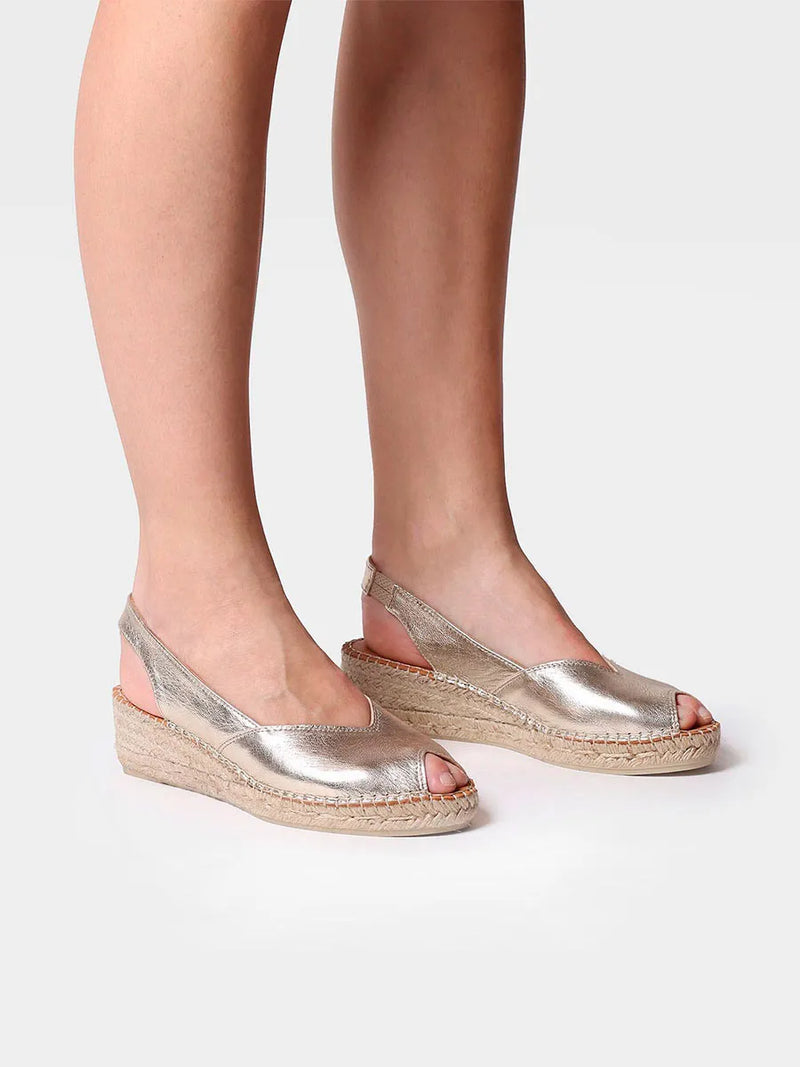 alpargatas mujer - Alpargata peep toe de mujer con cuña en piel | BERNIA-P  - Toni Pons  