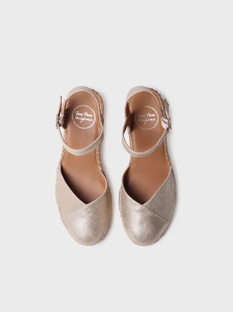 alpargatas mujer - Alpargata de mujer en piel con cuña en color champagne | BIANCA-AS  - Toni Pons  