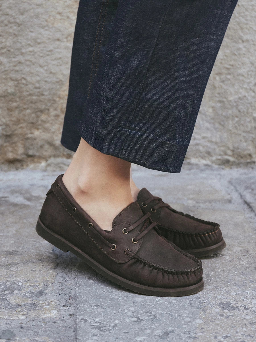 Women's leather boat shoe | CORAL-P