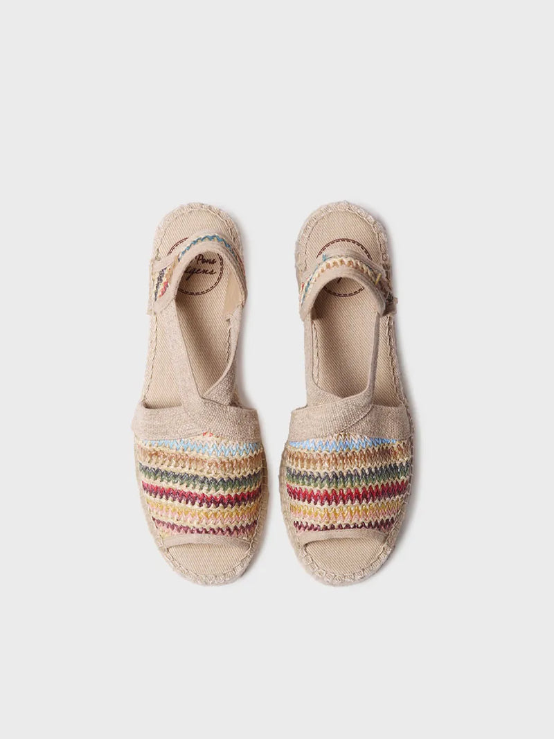 alpargatas mujer - Alpargata de mujer en rafia multicolor con tacón ancho | DELMI-MA  - Toni Pons  