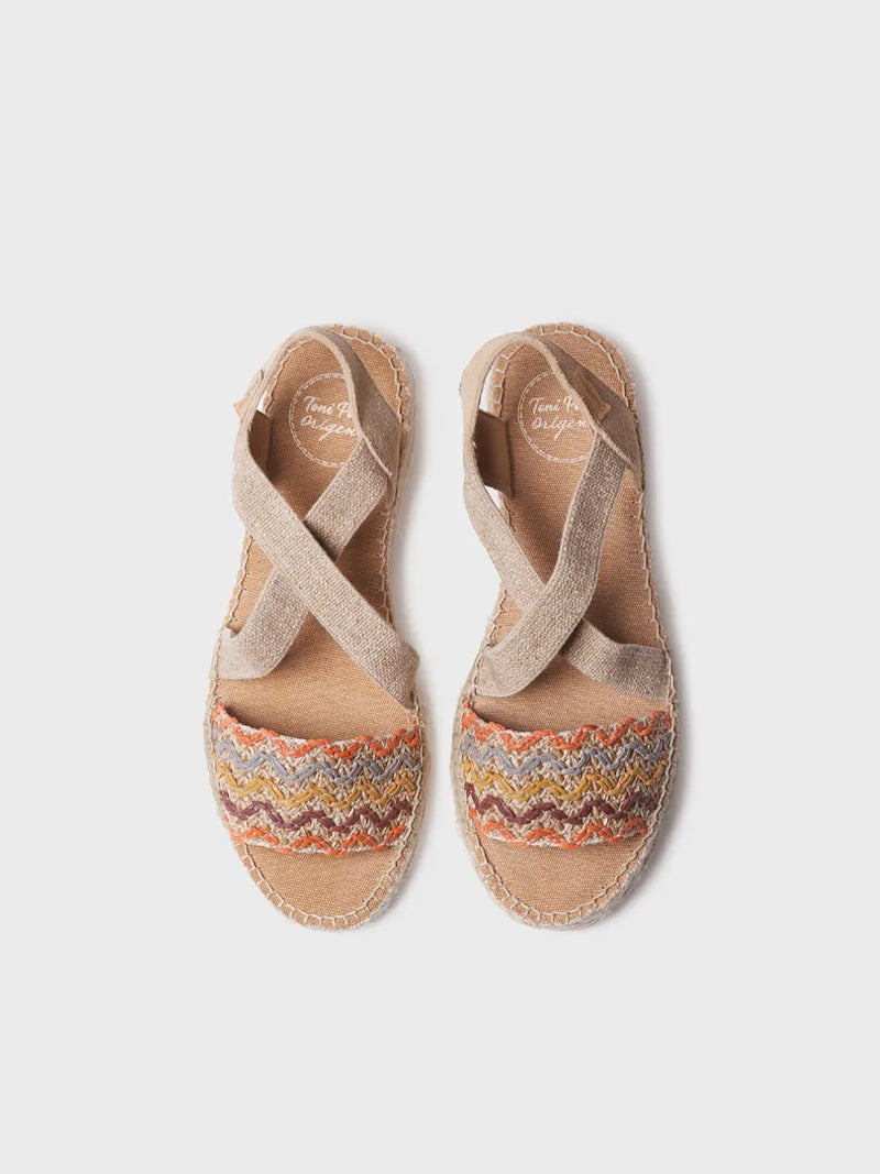 alpargatas mujer - Alpargata mujer con cuña de yute y bandas multicolor | EIDER-RS  - Toni Pons  