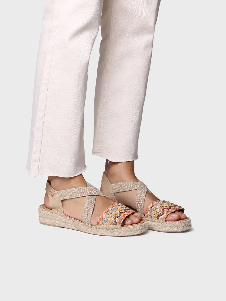 alpargatas mujer - Alpargata mujer con cuña de yute y bandas multicolor | EIDER-RS  - Toni Pons  