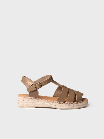 alpargatas mujer - Sandalias cangrejeras planas de mujer en piel | EMMA  - Toni Pons  