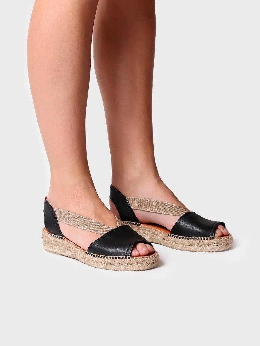 Alpargatas mujer - Sandalia de piel plana con elásticos  - Toni Pons  