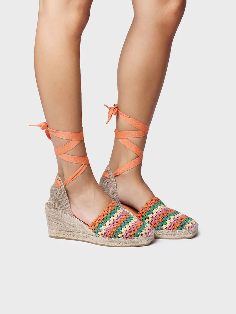 alpargatas mujer - Alpargata de cuña de mujer en crochet multicolor | GEORGINA  - Toni Pons  