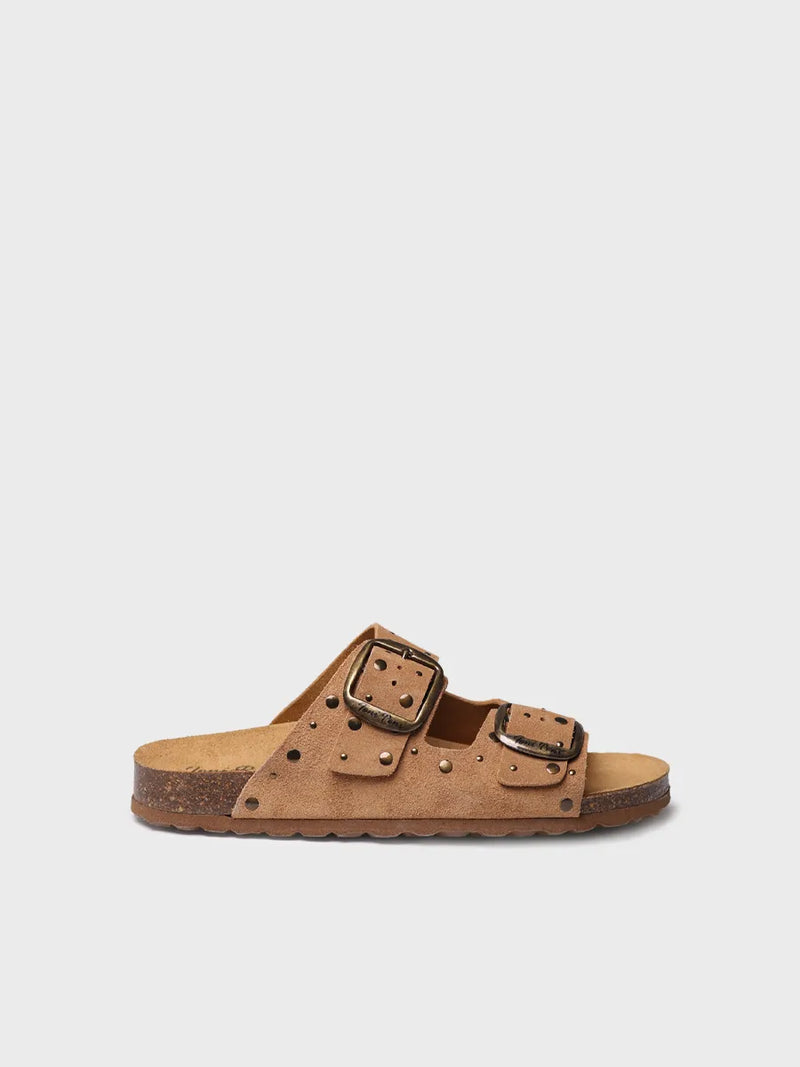 zapatillas mujer - Sandalia BIO de mujer en serraje con hebillas y tachuelas | GRETEL  - Toni Pons  