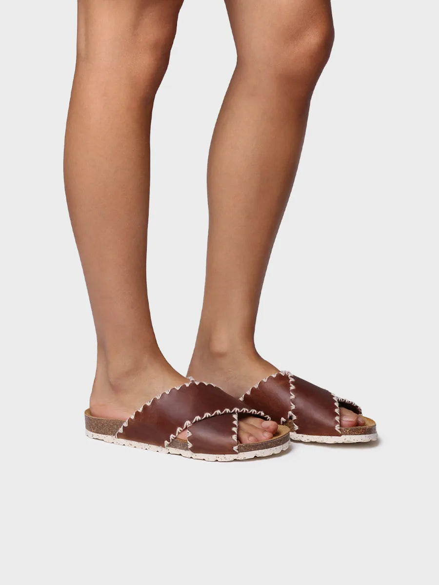 zapatillas mujer - Sandalia BIO de mujer en cuero con tiras cruzadas | GRIT-PE  - Toni Pons  