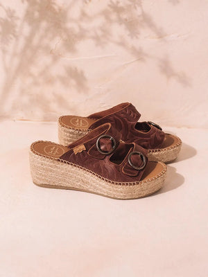 zapatillas mujer - Alpargata destalonada de mujer en piel con cuña de yute | IDOIA  - Toni Pons  