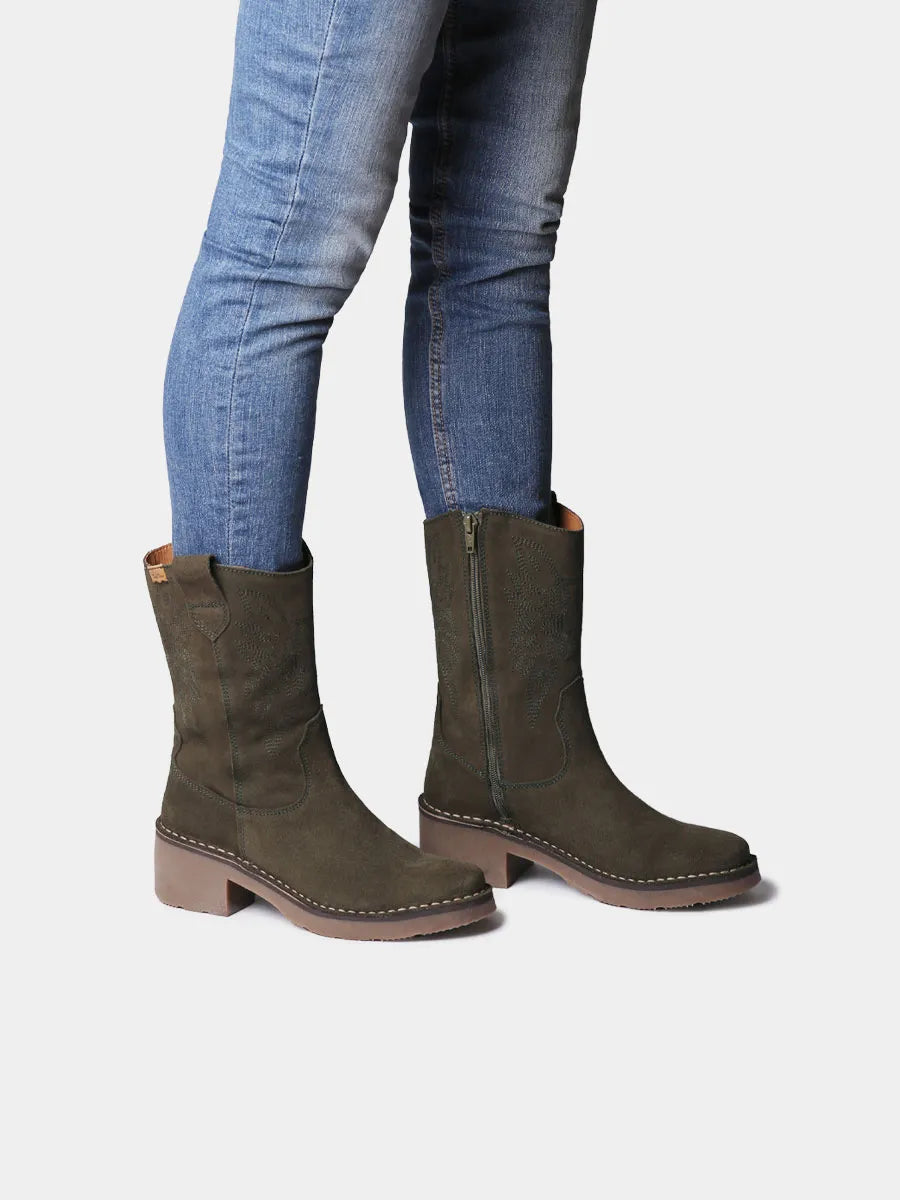 Botines mujer - Botines cowboy de mujer en serraje con bordados | ILLINOIS-SY  - Toni Pons  