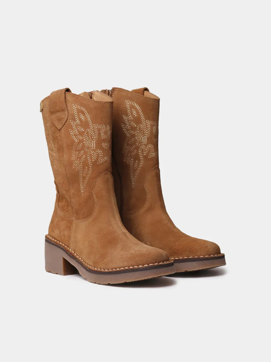 Botines mujer - Botines cowboy de mujer en serraje con bordados | ILLINOIS-SY  - Toni Pons  