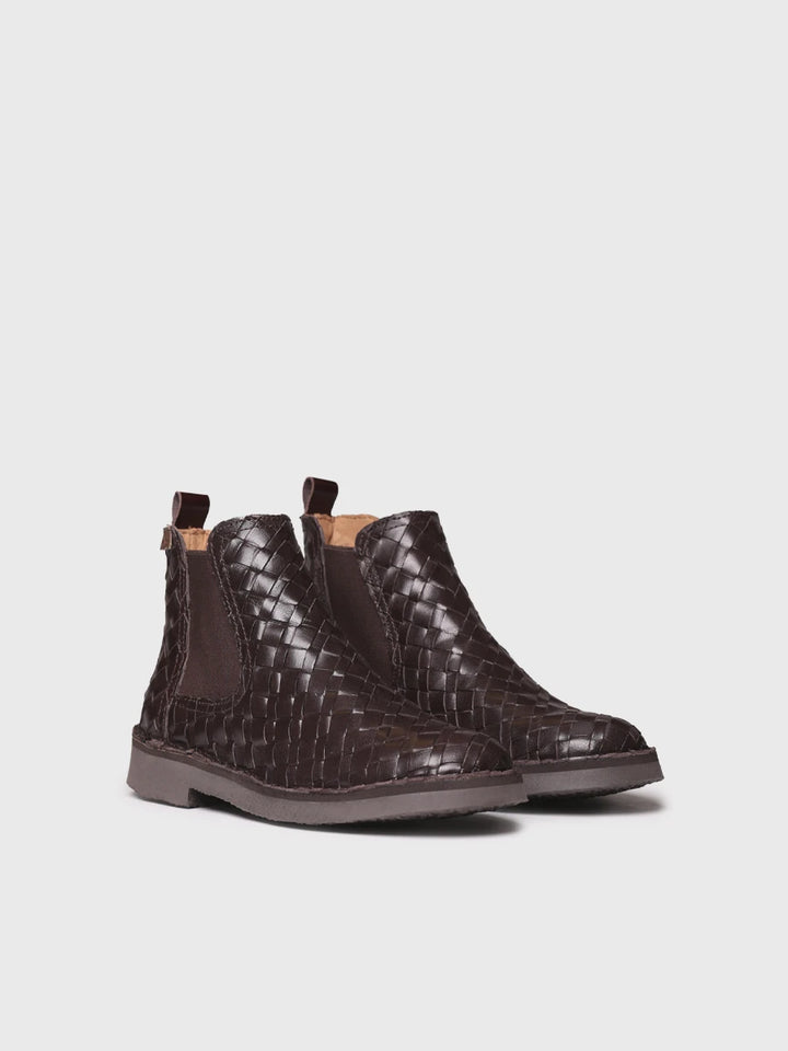 Chelsea boot en cuir tressé pour femme | ISA-BL