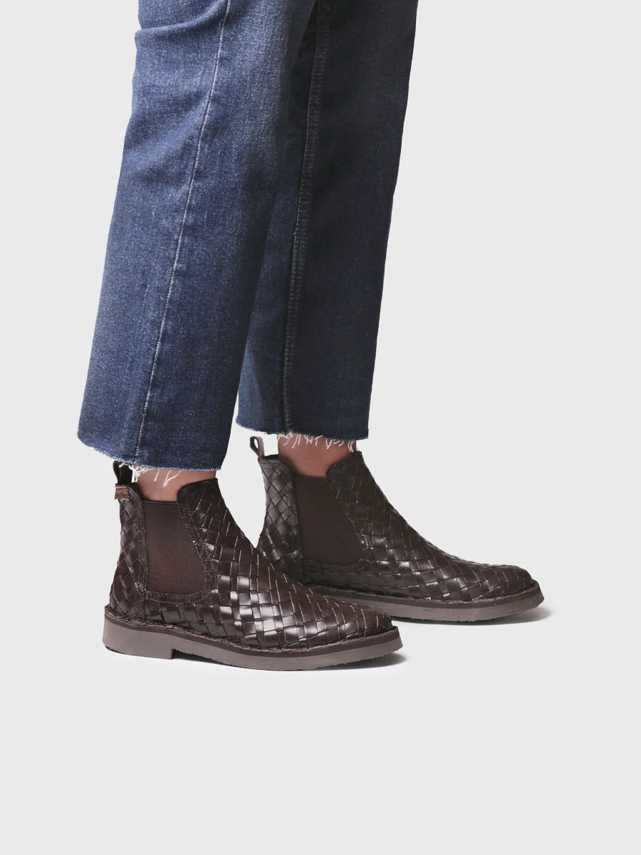Chelsea boot in pelle intrecciata da donna | ISA-BL