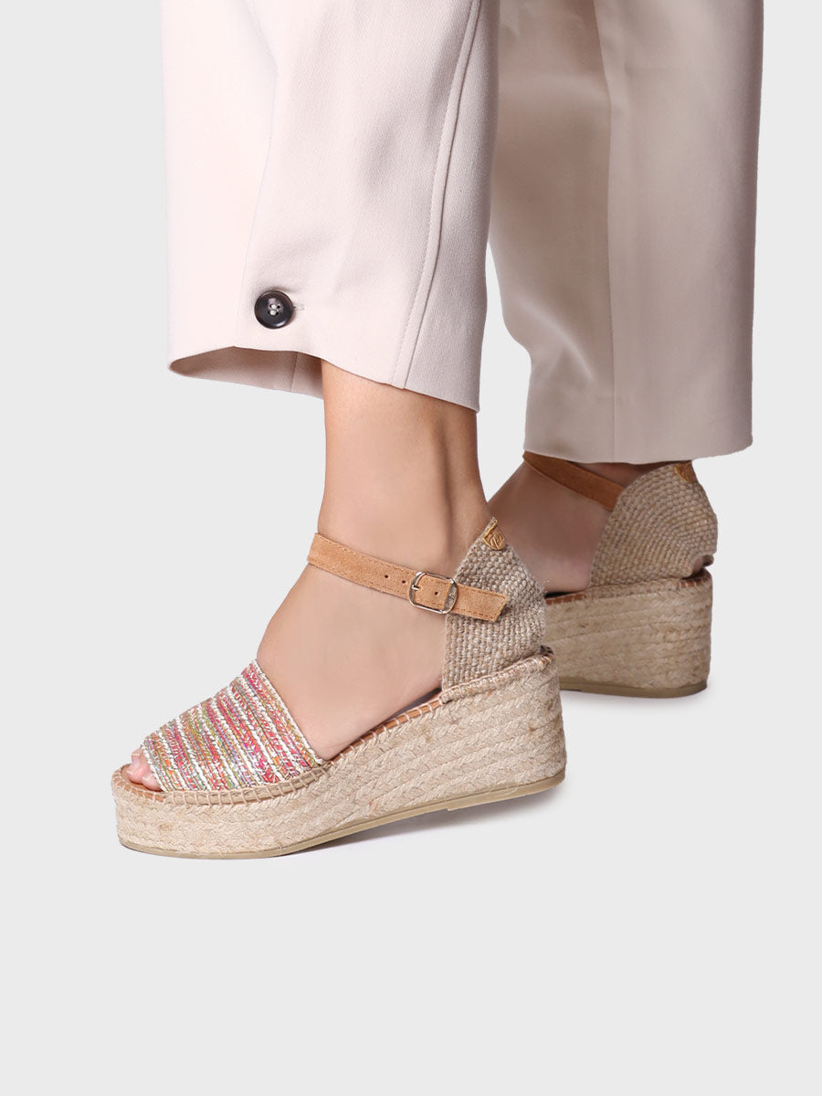 Alpargata mujer - Alpargata abierta de mujer en tejido multicolor  - Toni Pons  