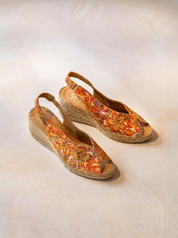 zapatillas mujer - Alpargata peep toe de mujer en piel multicolor | LAILA-LL  - Toni Pons  
