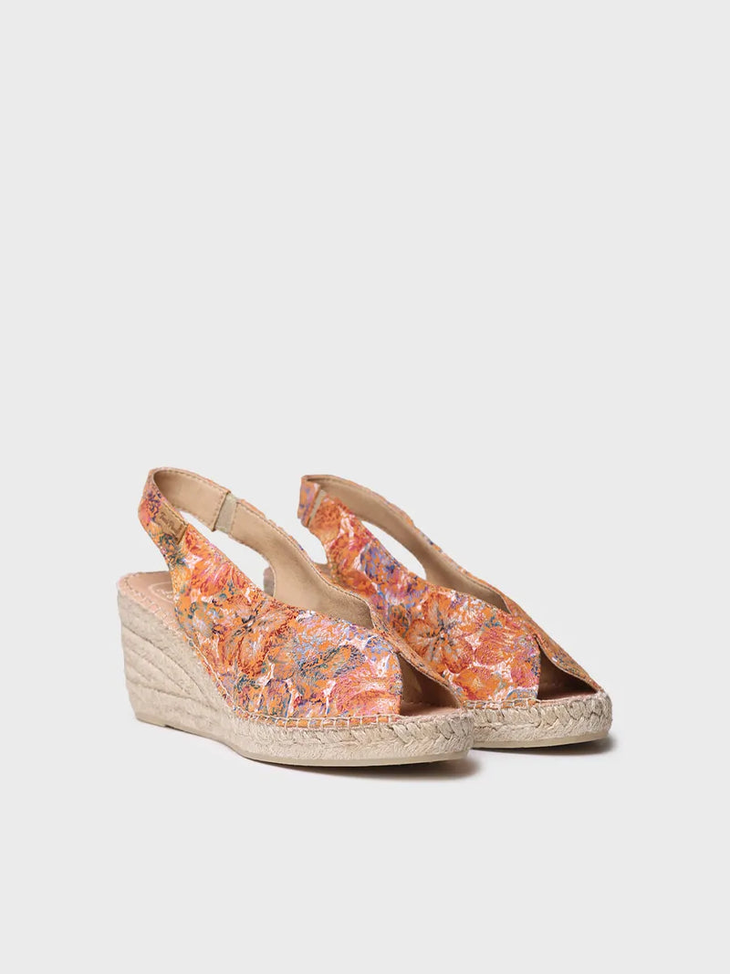 zapatillas mujer - Alpargata peep toe de mujer en piel multicolor | LAILA-LL  - Toni Pons  