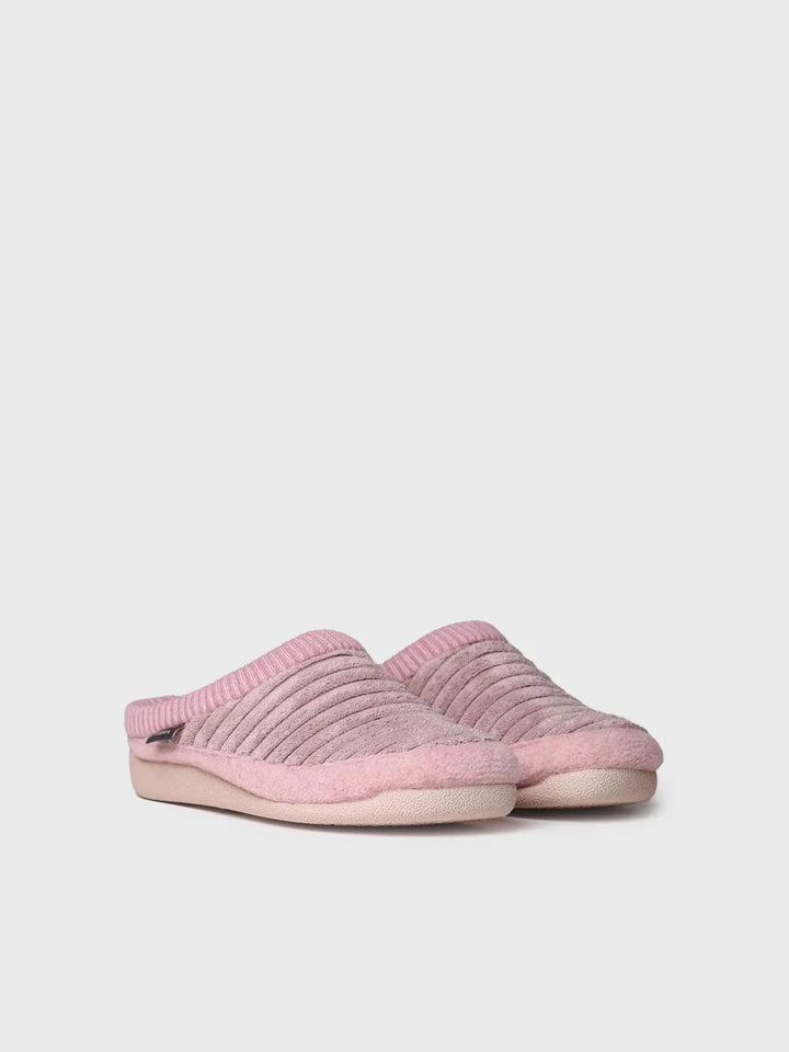 zapatillas de casa mujer - Zapatilla tipo zueco para mujer en fieltro y pelo sintético en Crudo | MALU-OD  - Toni Pons  