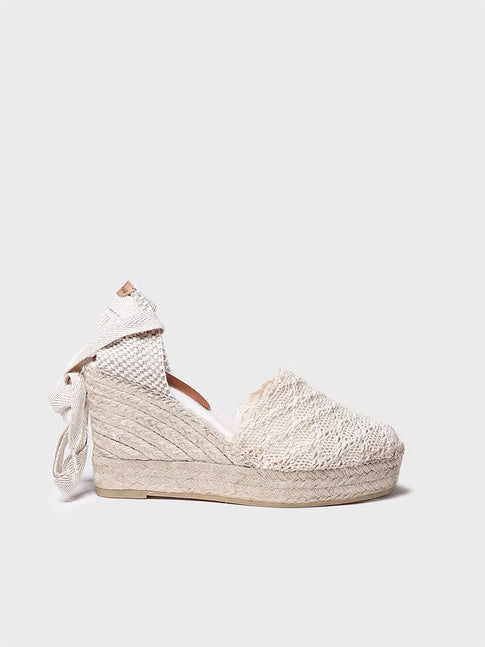 zapatillas mujer - Alpargatas de cuña alta con cintas en color Crudo | MARTINA  - Toni Pons  
