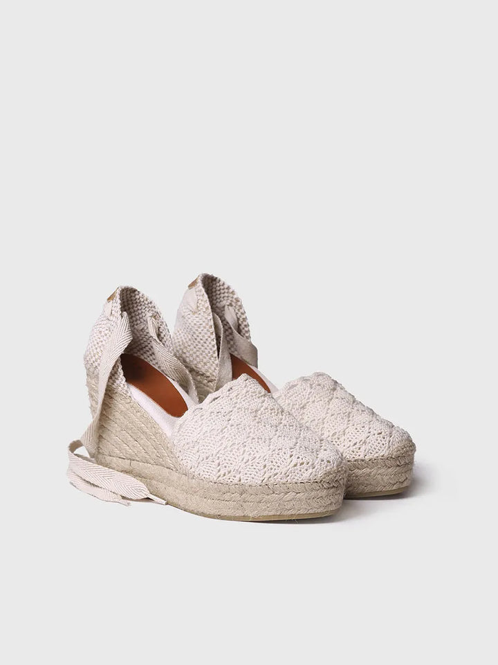 zapatillas mujer - Alpargatas de cuña alta con cintas en color Crudo | MARTINA  - Toni Pons  