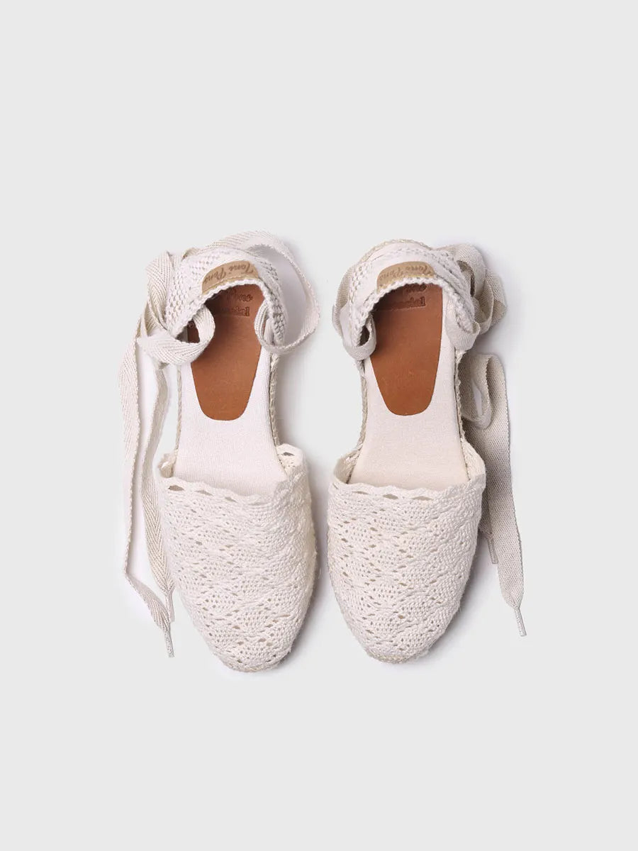zapatillas mujer - Alpargatas de cuña alta con cintas en color Crudo | MARTINA  - Toni Pons  