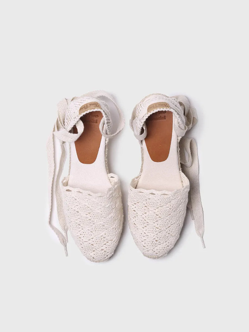 zapatillas mujer - Alpargatas de cuña alta con cintas en color Crudo | MARTINA  - Toni Pons  