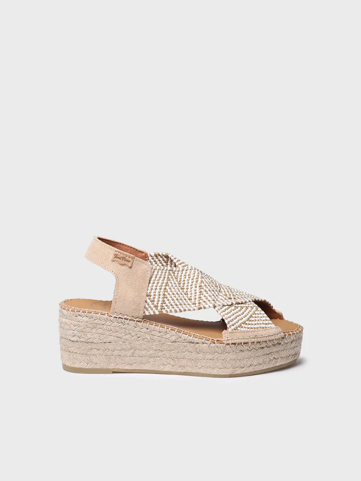 zapatillas mujer - Alpargata de mujer con cuña y tiras elásticas multicolor | MASAI  - Toni Pons  