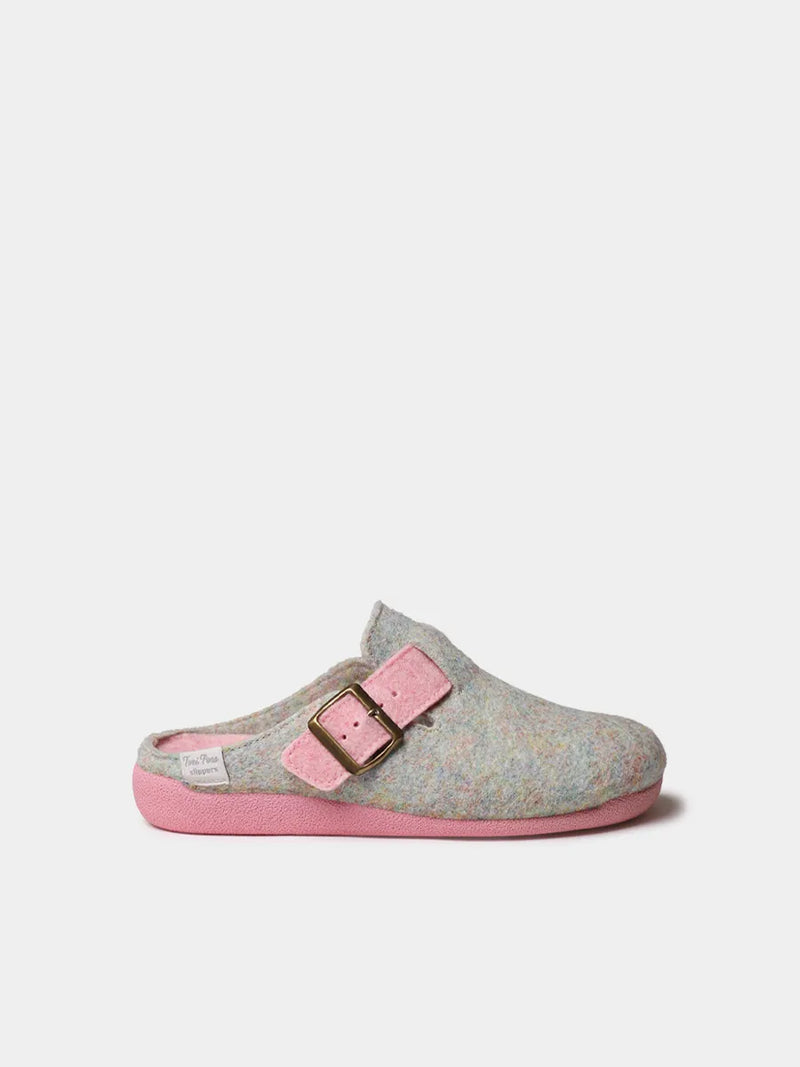 Zapatillas de casa mujer - Slipper de mujer tipo zueco con hebilla en fieltro reciclado | MIMA-FR  - Toni Pons  